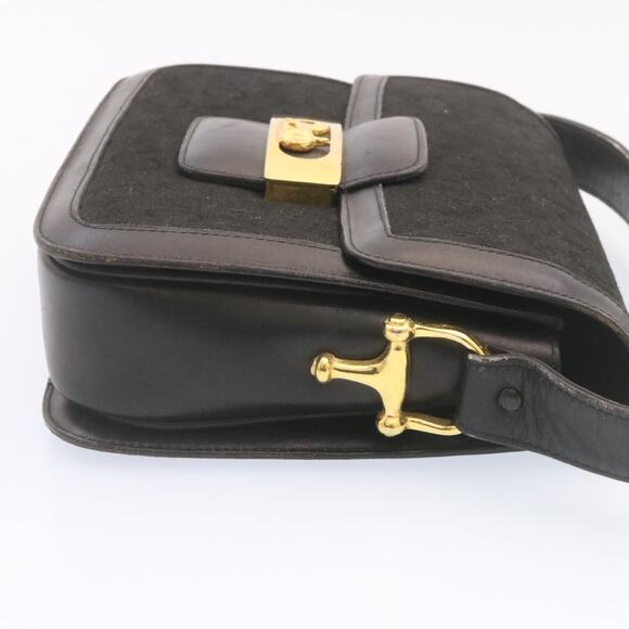 CELINE C Macadam Horse Carriage Shoulder Bag Canvas Black Gold - Picture 5 of 12